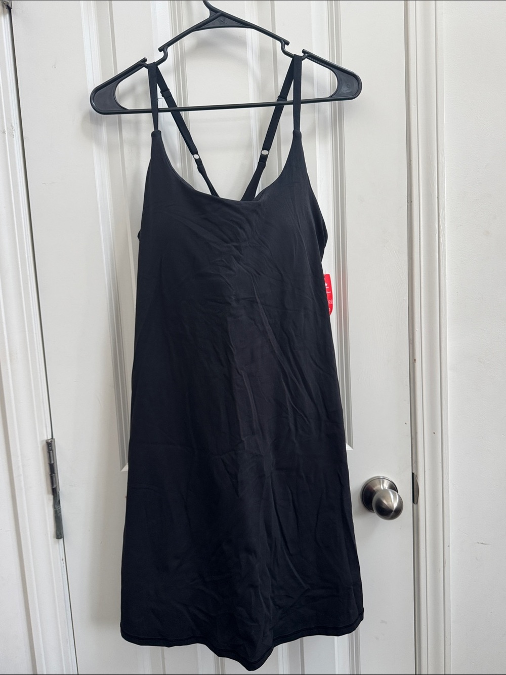 Classic Black Sports Slip Dress with Adjustable Straps & Shorts Underneath